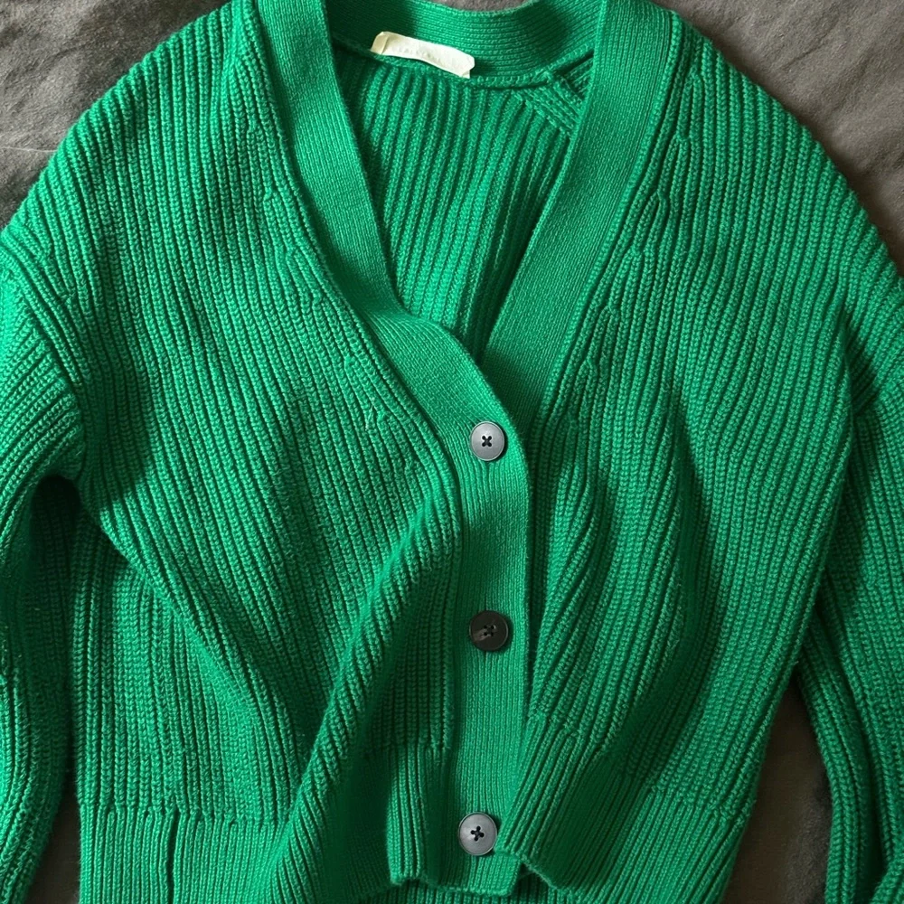 Everlane Cotton Boxy Cardigan - Kelly Green OVERSIZED XS fits loose on a M - Picture 4 of 4